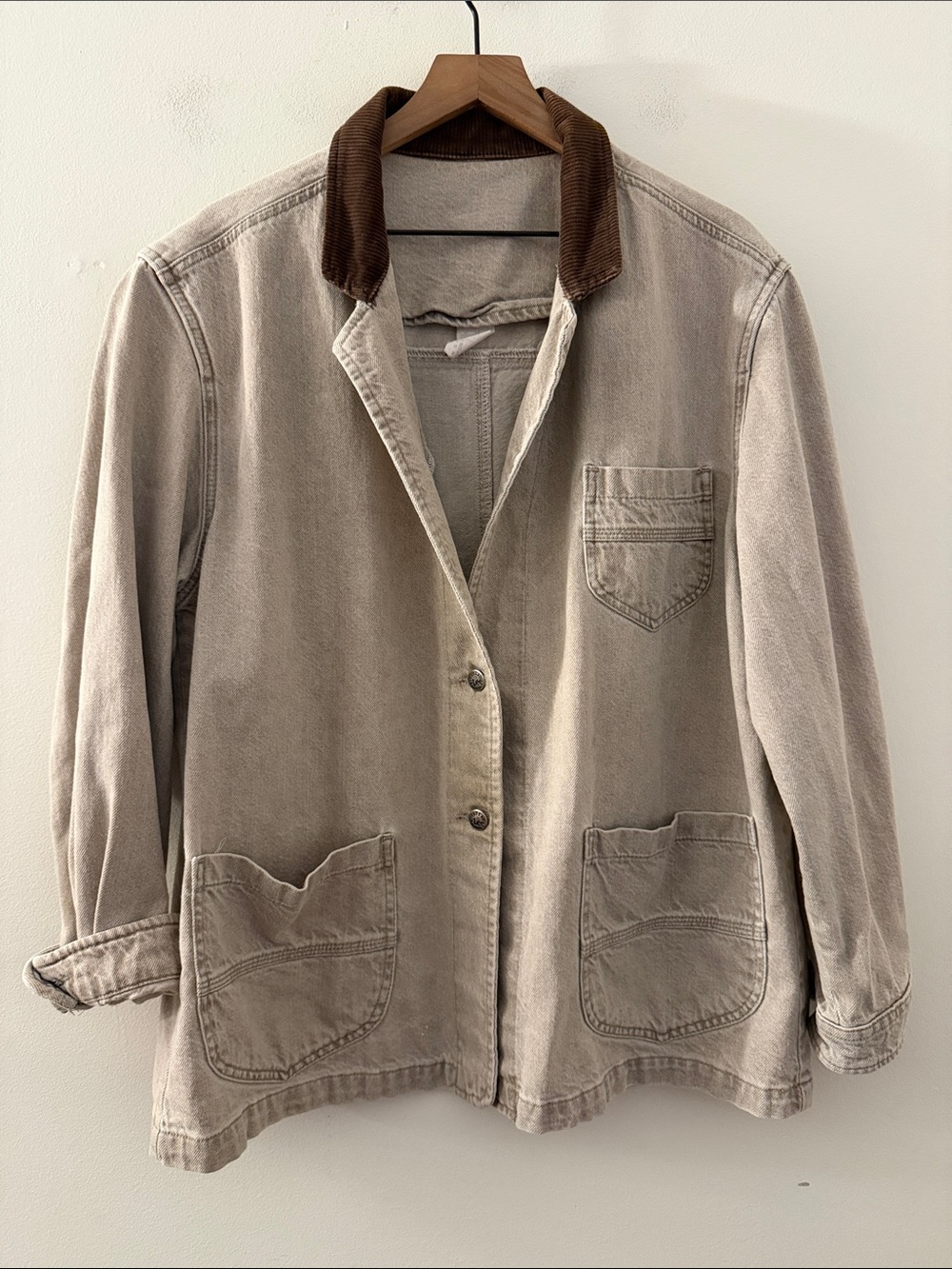 Lee riveted vintage Denim Jean Coat blazer Barn Corduroy Collar Dutton Ranch